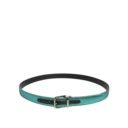 Dolce & Gabbana Green Black Polyester Metal Buckle Belt