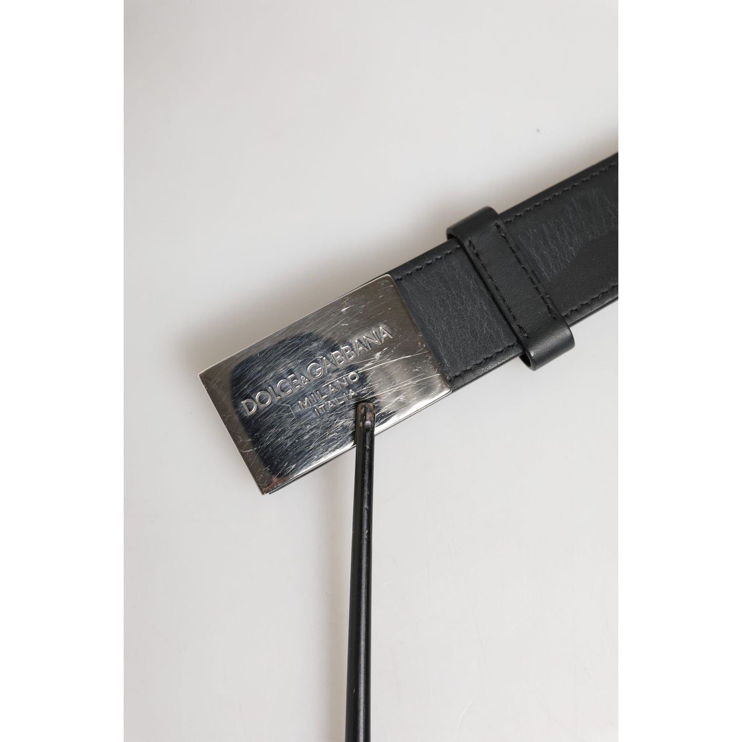 Dolce & Gabbana Black Leather Classic Metal Logo Buckle Belt