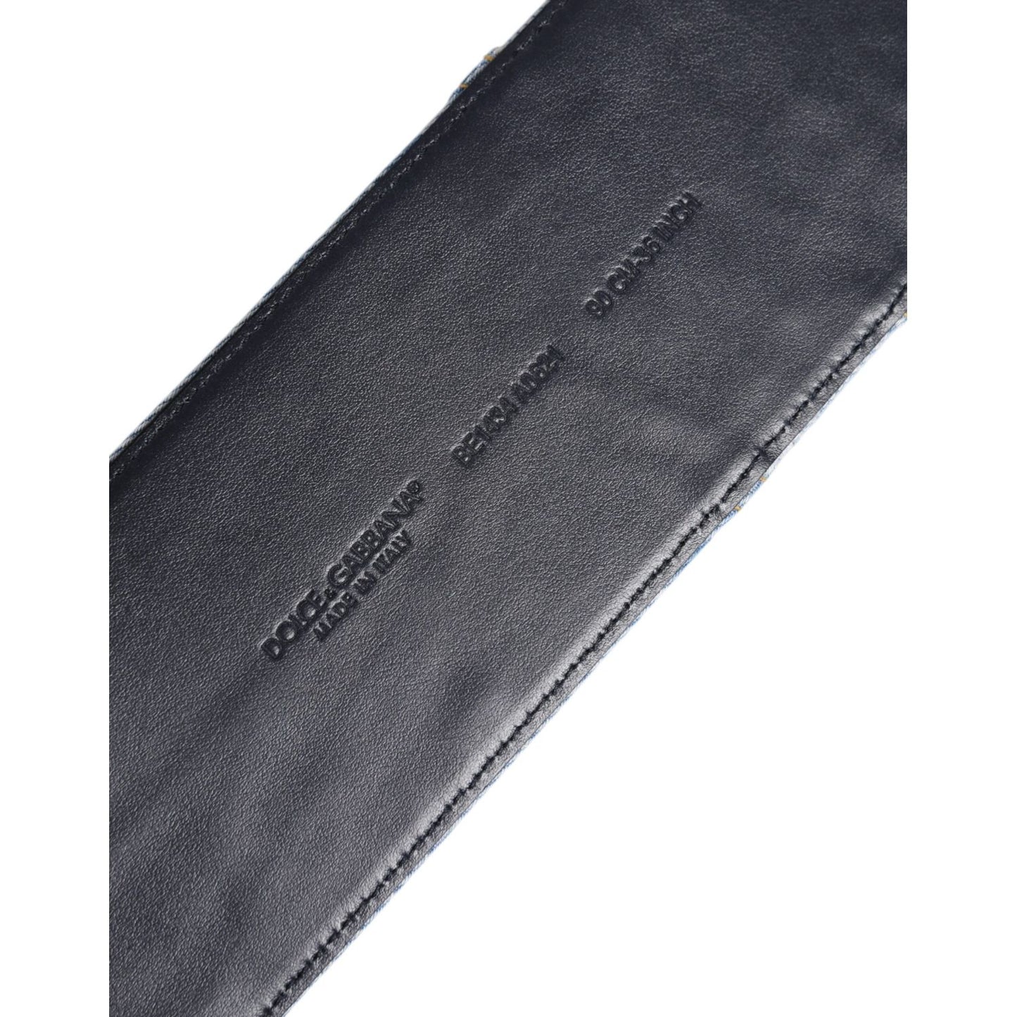 Dolce & Gabbana Two Tone Blue Denim Gold Metal Buckle Belt