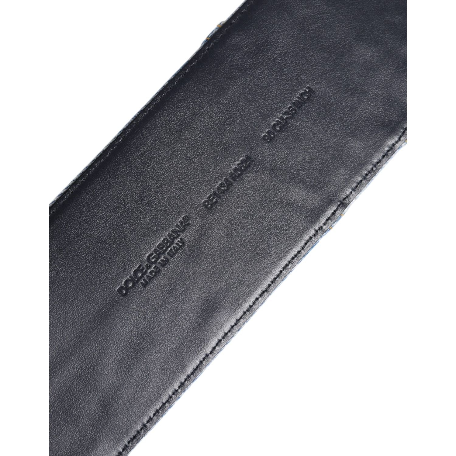 Dolce & Gabbana Two Tone Blue Denim Gold Metal Buckle Belt