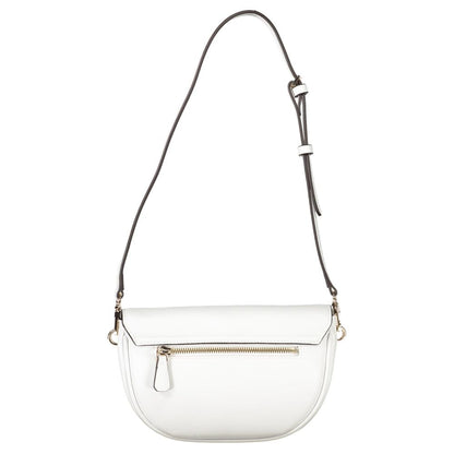 Guess Jeans White Polyethylene Women Handbag with adjustable shoulder strap and front zip pocket, stylish and functional design.
