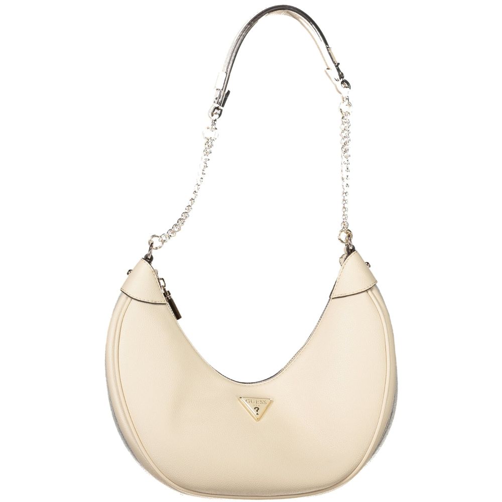 Guess Jeans Beige Polyethylene Women Handbag with chain strap, chic and durable fashion accessory.