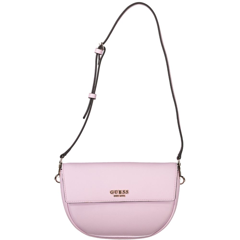 Guess Jeans Pink Polyethylene Women Handbag with adjustable shoulder strap and secure zip closure.