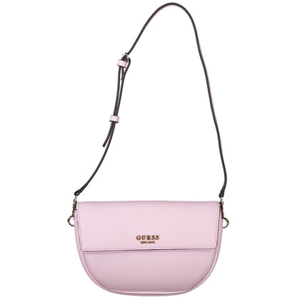 Guess Jeans Pink Polyethylene Women Handbag with adjustable shoulder strap and secure zip closure.