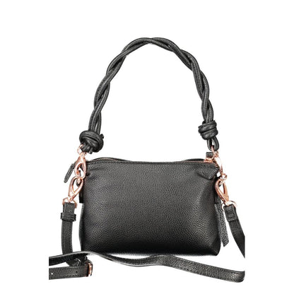 Mario Valentino Black Polyethylene Women Handbag featuring adjustable strap and zip closure