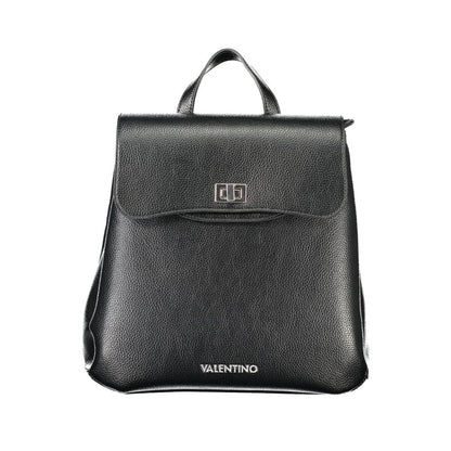 Mario Valentino Black Polyethylene Women Backpack with adjustable handle and removable shoulder straps.