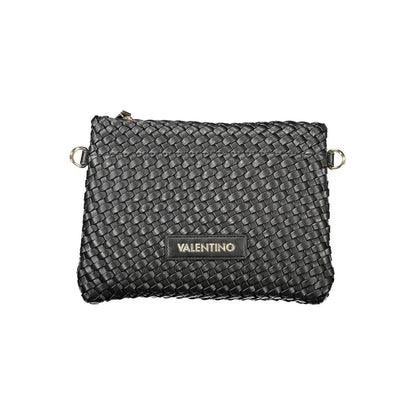 Mario Valentino Black Polyethylene Women Handbag with woven texture, elegant design, and logo emblem, perfect for stylish fashionistas.