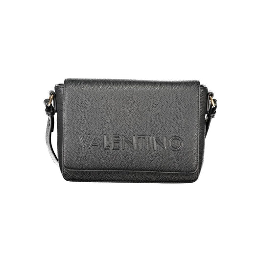 Mario Valentino Black Polyethylene Women Handbag featuring iconic logo and sleek design with zip and automatic closure.