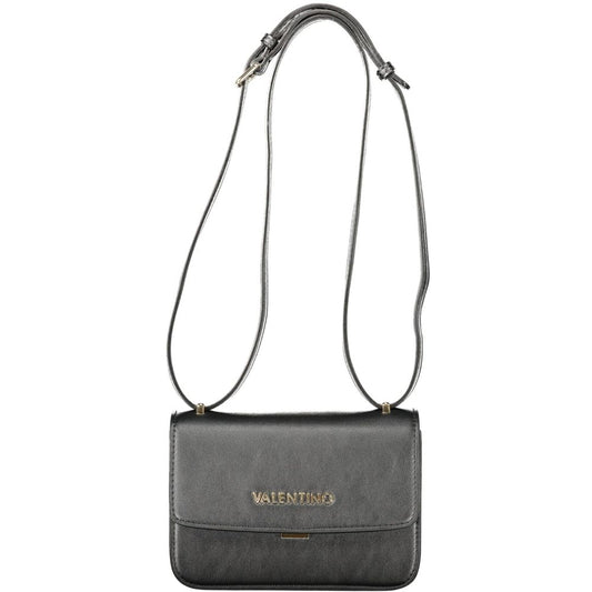 Mario Valentino Black Polyethylene Women Handbag with adjustable strap, elegant design for office or night out, four internal pockets.