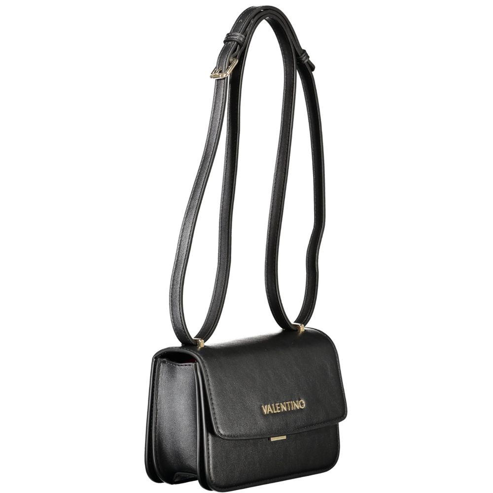 Mario Valentino Black Polyethylene Women Handbag with adjustable strap, displaying sleek and modern design for versatile use.