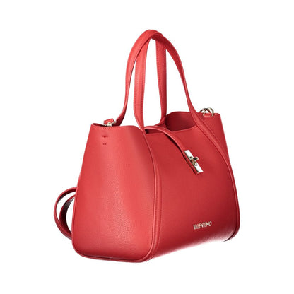 Elegant Mario Valentino Red Polyethylene Women Handbag with handles and shoulder strap