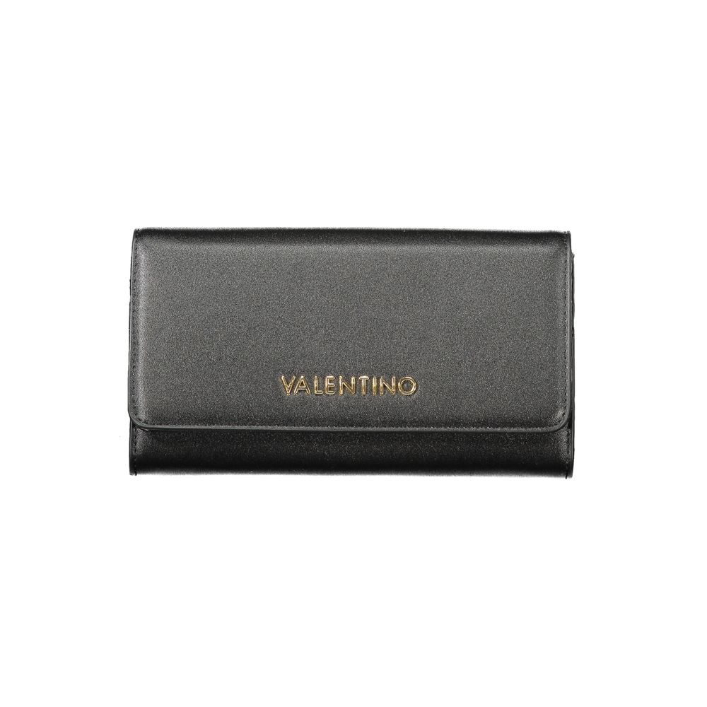 Mario Valentino Black Polyethylene Women Wallet with elegant design and multi-sectioned compartments for cards and cash.