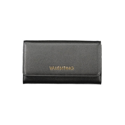 Mario Valentino Black Polyethylene Women Wallet with elegant design and multi-sectioned compartments for cards and cash.