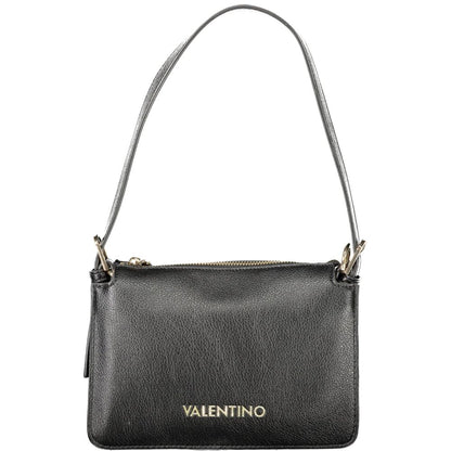 Mario Valentino Black Polyethylene Women Handbag with adjustable shoulder handle and removable strap, featuring secure zip closure.