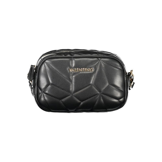 Mario Valentino Black Polyethylene Women Handbag with quilted texture, adjustable strap, and secure zip closure, perfect for chic style.