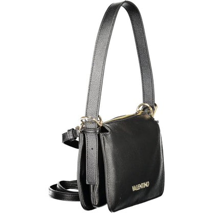 Mario Valentino Black Polyethylene Women Handbag with adjustable shoulder handle and removable strap, featuring zip closure and compartments.