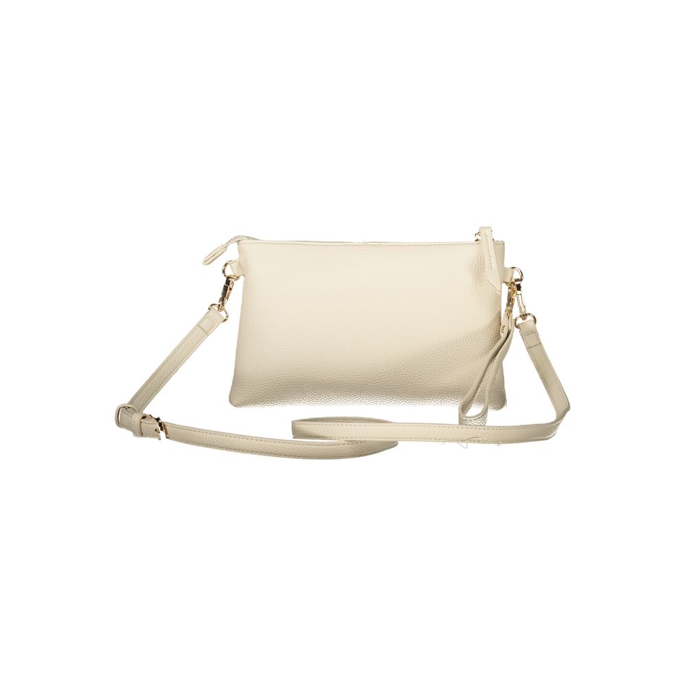 Mario Valentino Beige Polyethylene Women Handbag with detachable handle and adjustable shoulder strap