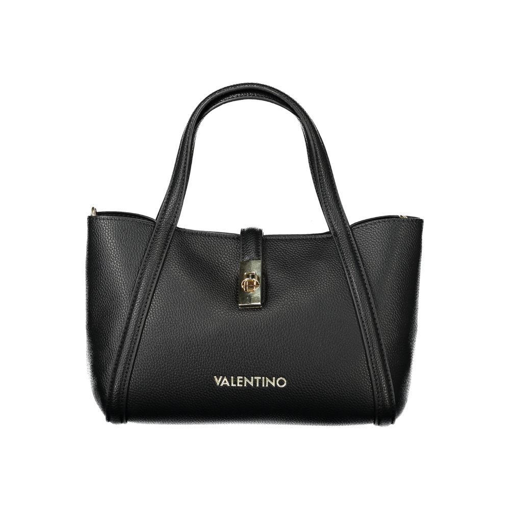 Elegant Mario Valentino Black Polyethylene Women Handbag with dual handles and removable pouch for stylish organization