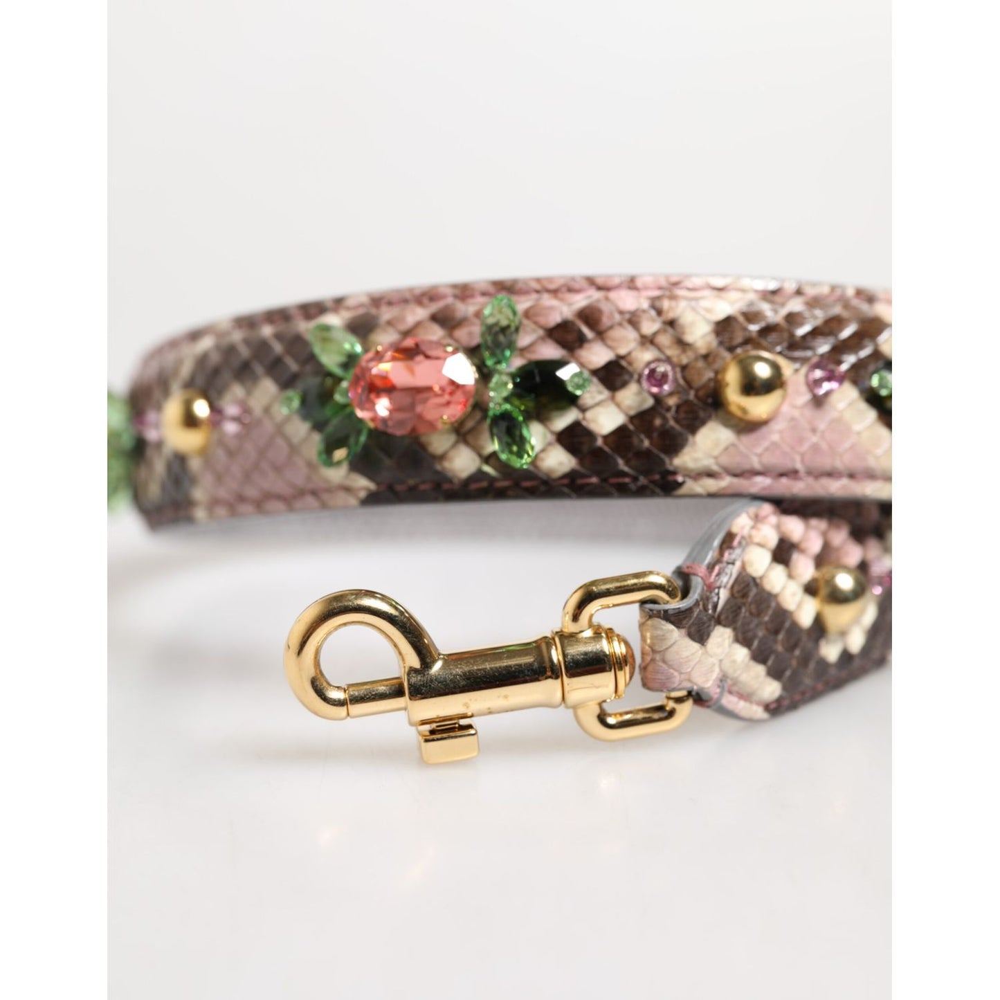 Dolce & Gabbana Multicolor Python Embellished Crystal Stud Shoulder Strap