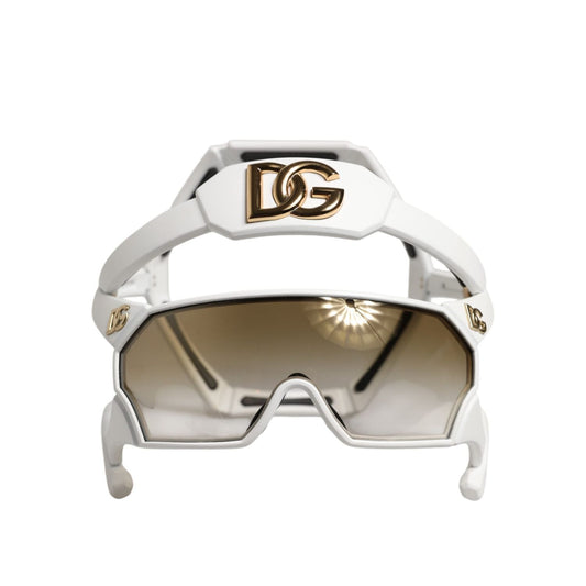 Dolce & Gabbana White Acetate Next Generation Mask Eyewear Sunglasses GLA1377