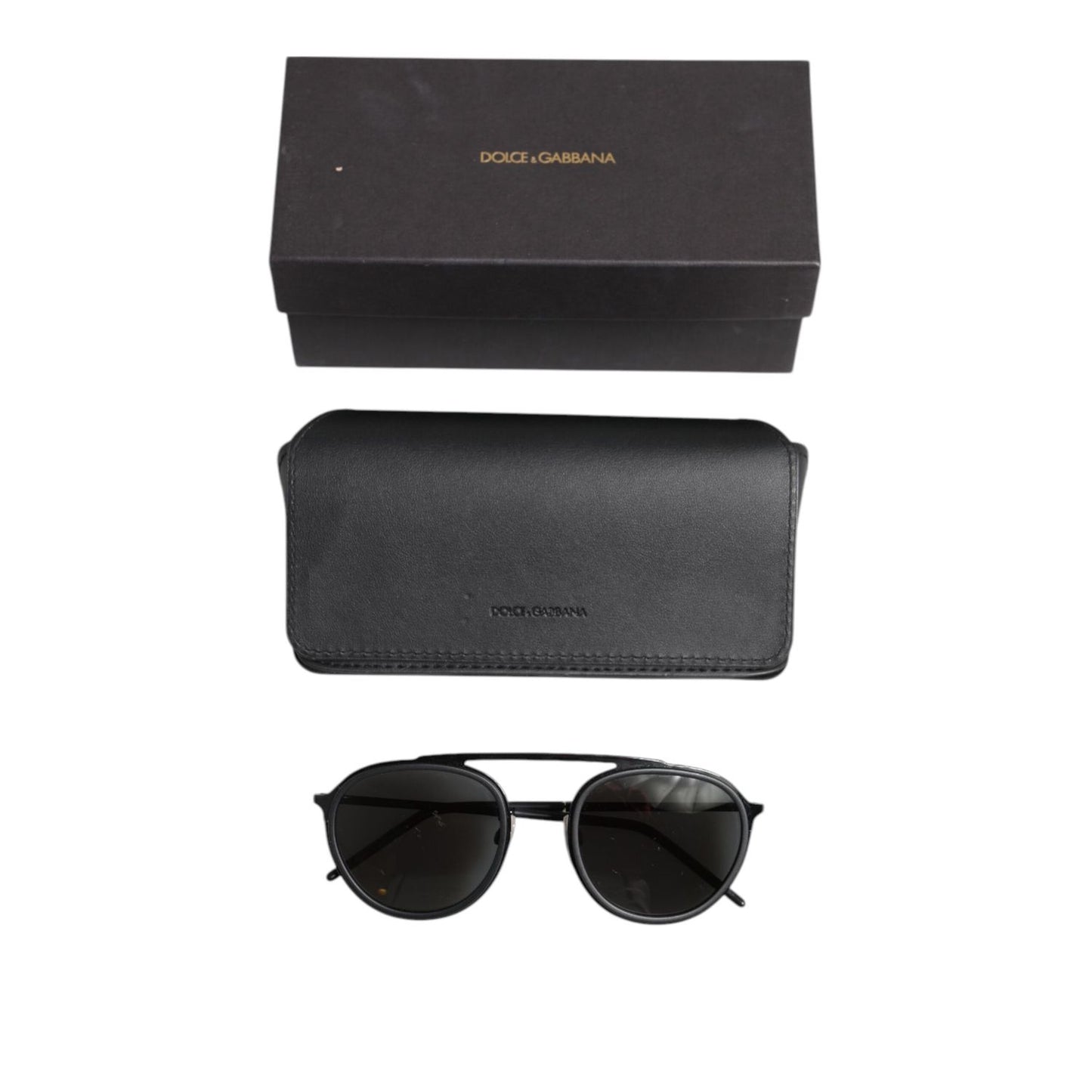 Dolce & Gabbana Black Metal Frame Round DG2276 Eyewear Shades Sunglasses