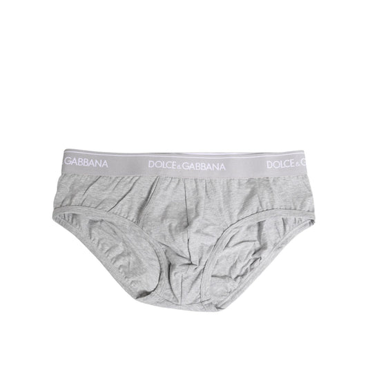 Dolce & Gabbana Gray Cotton Stretch Regular Brief Underwear BIK1685-3