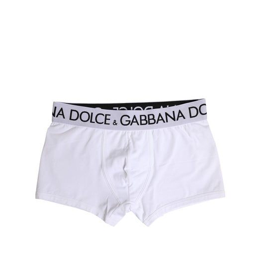 Dolce & Gabbana White Cotton Stretch Regular Boxer Underwear