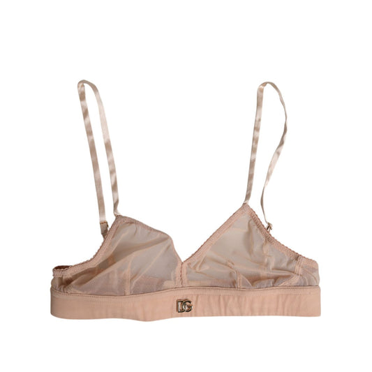 Dolce & Gabbana Powder Pink Nylon DG Logo Non Wire Bra Underwear