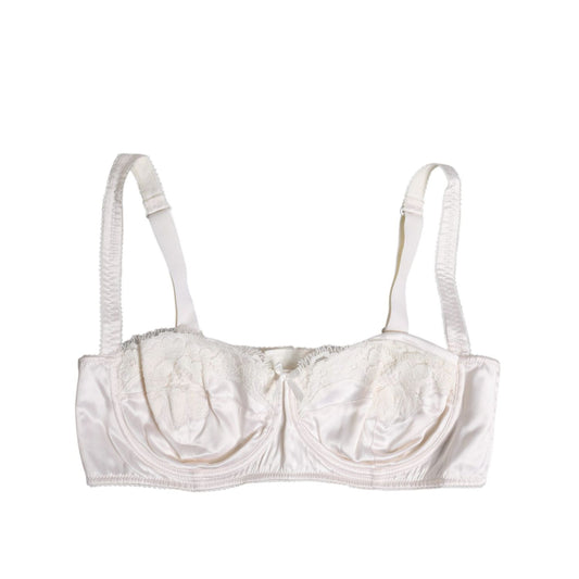 Dolce & Gabbana White Silk Underwired Balconette Bra Underwear BIK1446-4