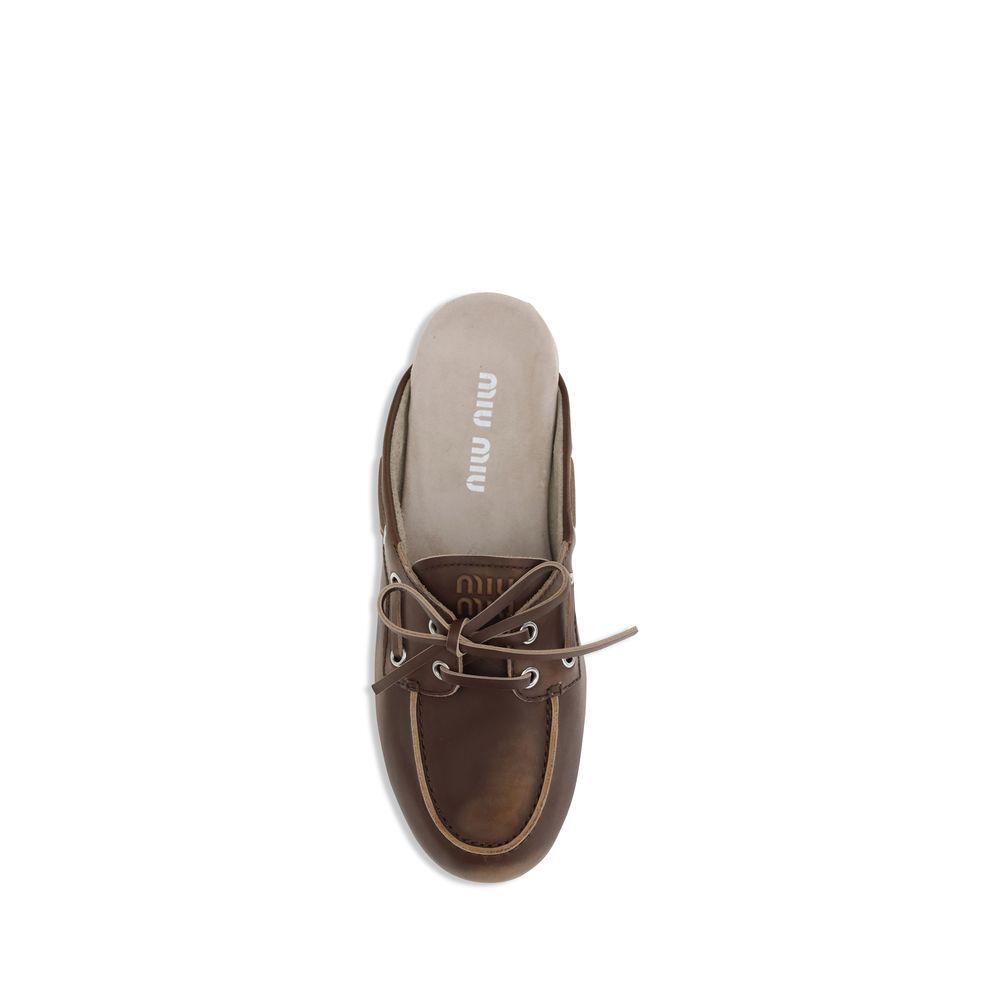 Miu Miu Leather Sabot Loafers MI-5D455EF0053F33F0038-EU38.5/US8.5