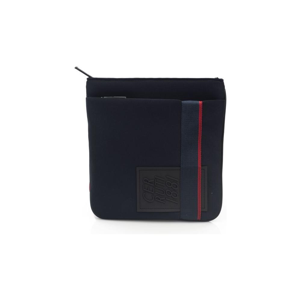 带徽标细节的时尚蓝色邮差包