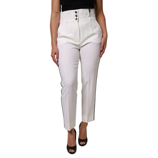 Dolce & Gabbana White Wool High Waist Tapered Pants PAN76555-46