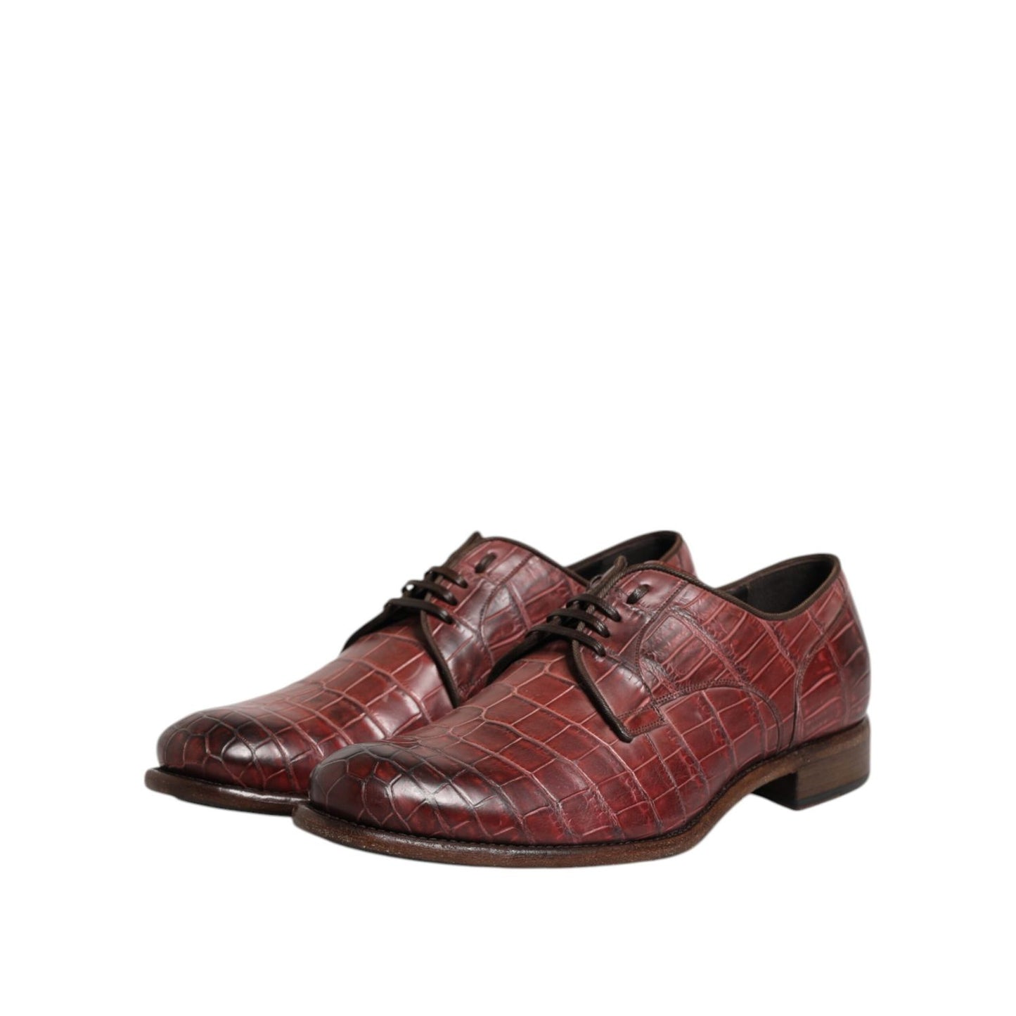 Dolce & Gabbana Burgundy Leather Lace Up Derby Dress Shoes