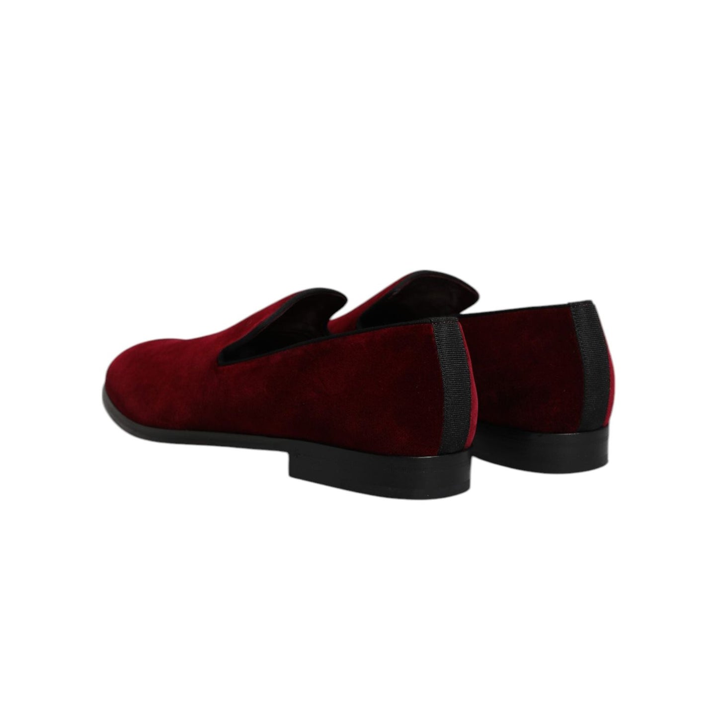 Dolce & Gabbana Red Cotton Velvet Slip On Loafers Formal Shoes MV7568-42