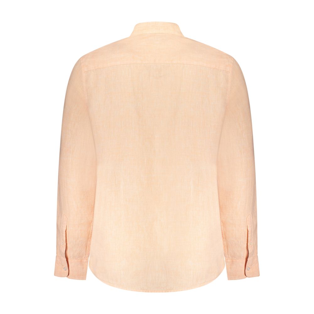 Back view of North Sails Pink Linen Shirt with long sleeves and Korean collar.