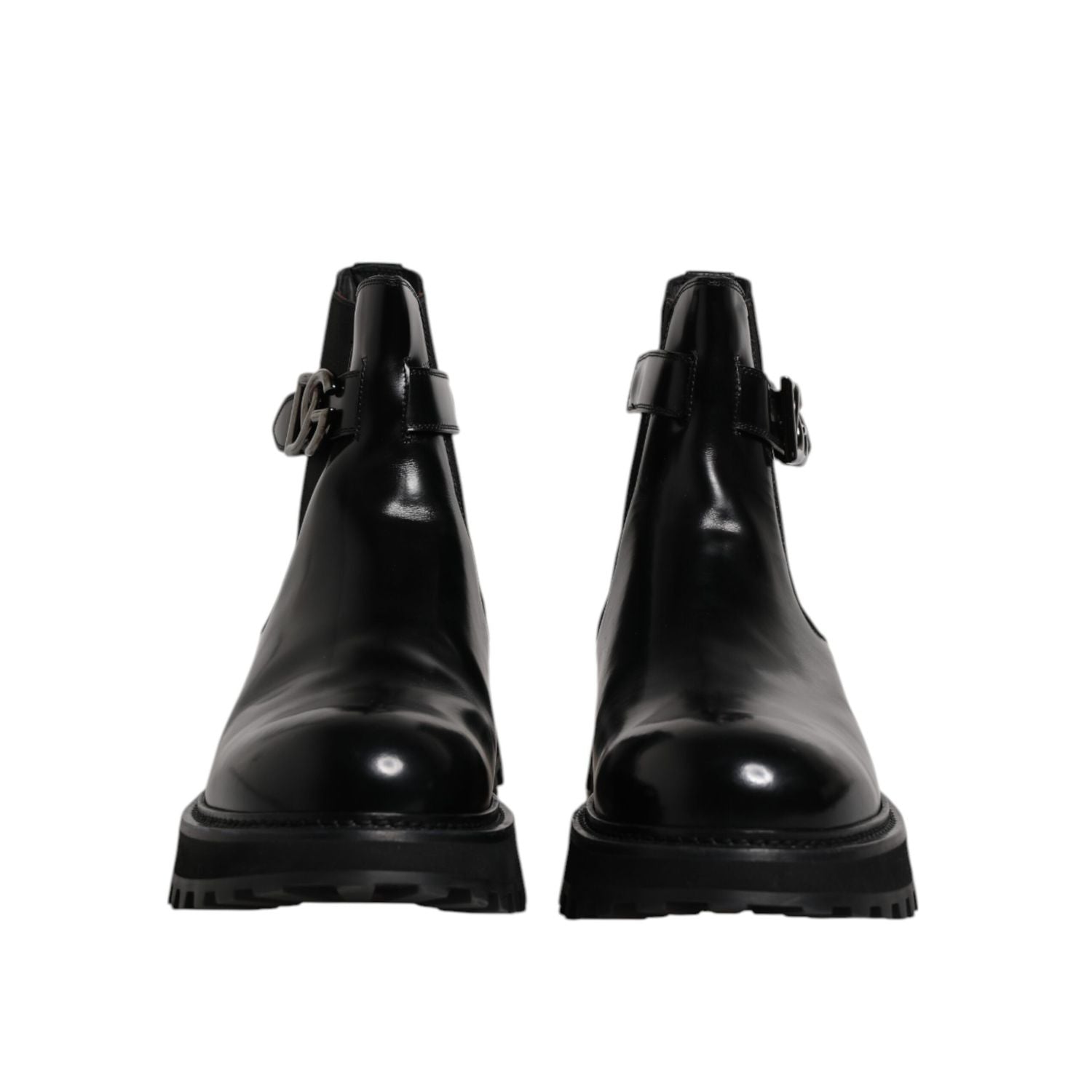 Dolce & Gabbana Black Belted DG Logo Men Chelsea Boots Shoes