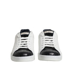 Dolce & Gabbana White Black Leather Portofino Sneaker Shoes