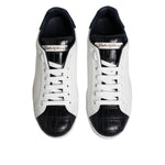 Dolce & Gabbana White Black Leather Portofino Sneaker Shoes