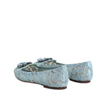 Dolce & Gabbana Blue Lace Crystal Ballet Flats Loafers Shoes LA12717-37