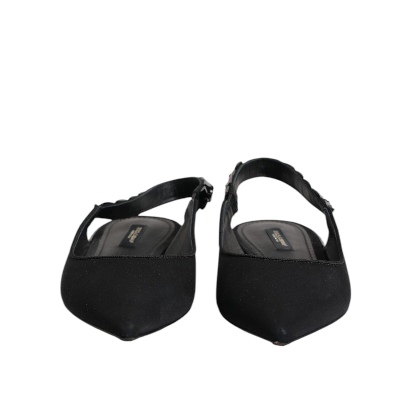 Dolce & Gabbana Black Crystal Charmeuse Slingback Shoes