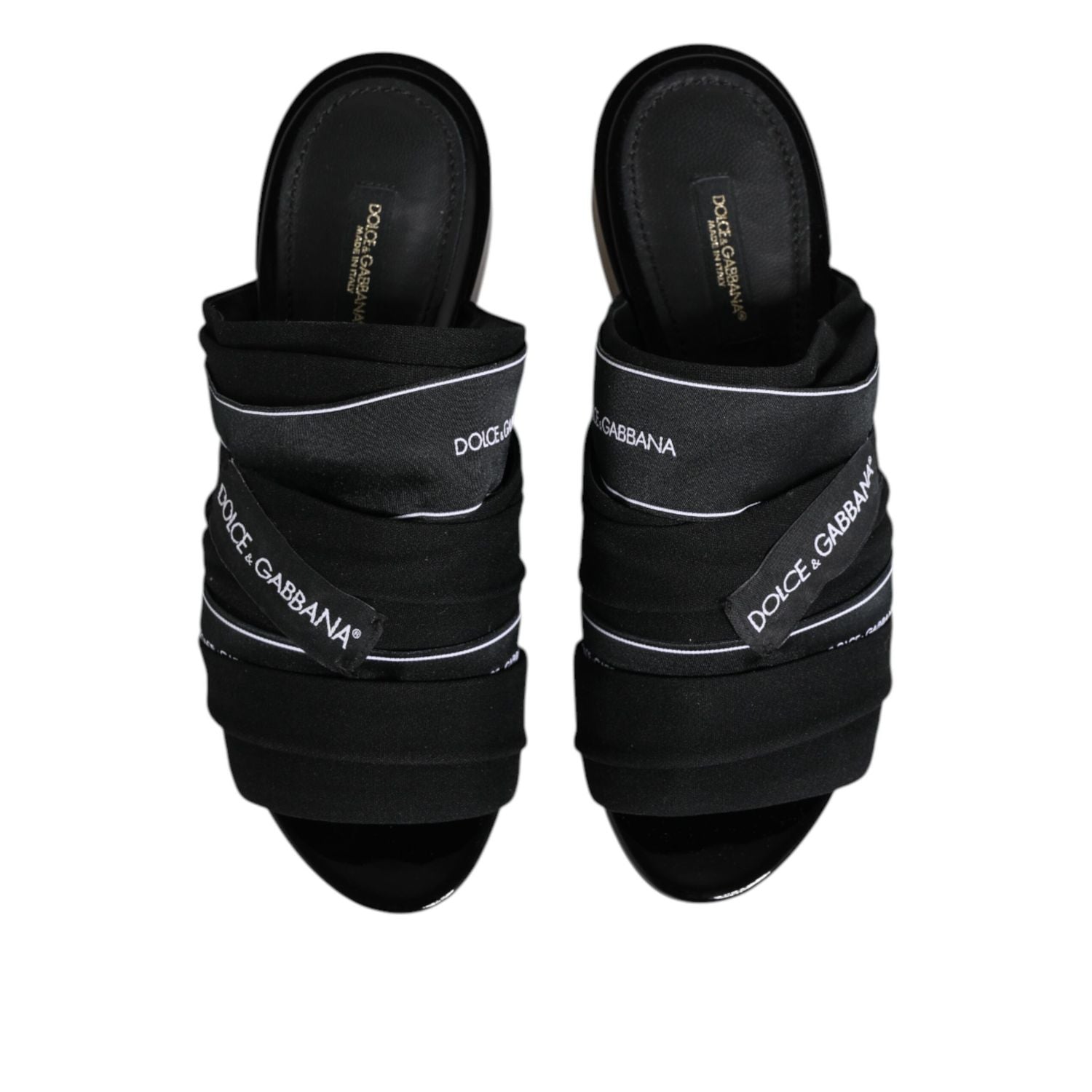 Dolce & Gabbana Black Slides Slip On Sandals Shoes