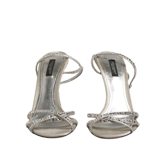 Dolce & Gabbana Silver Strass Ankle Strap KEIRA Sandals Shoes LA12769-38