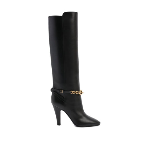 Saint Laurent Black Calfskin High Heel Boots