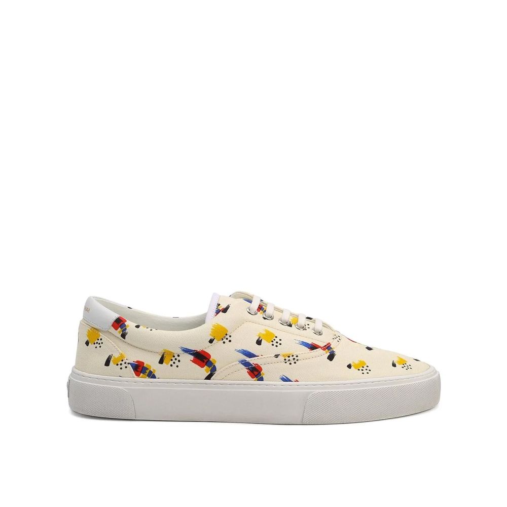 Saint Laurent White Canvas Low Top Sneakers