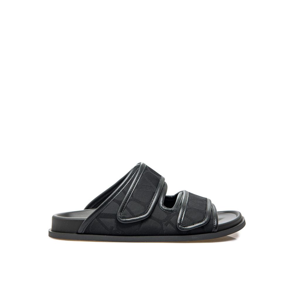 Valentino Garavani Black Fabric Flat Sandals