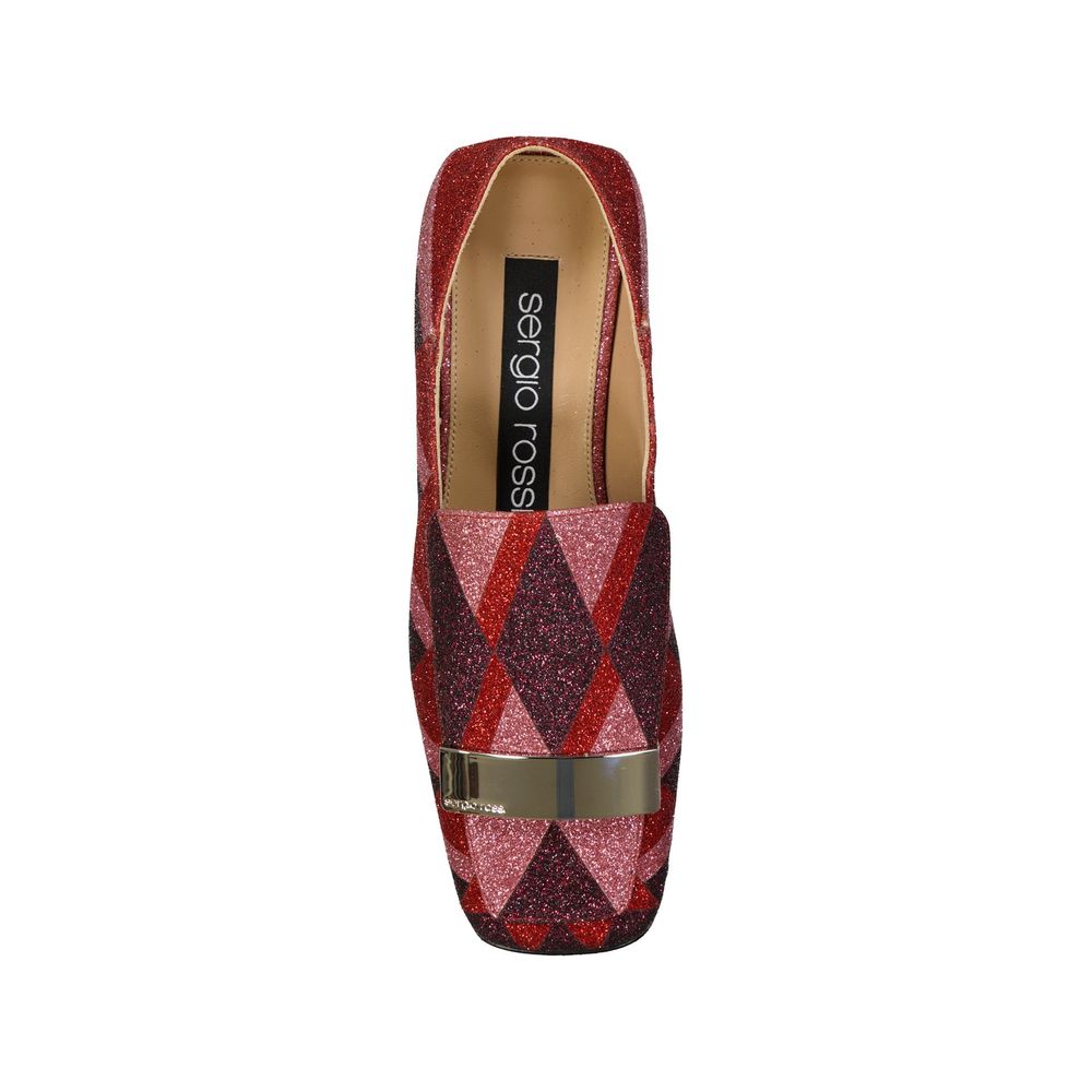 Sergio Rossi Red Fabric Slip-On Loafers