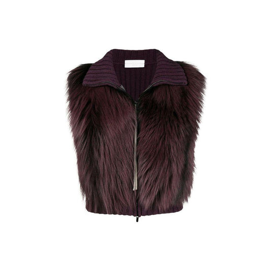 Fabiana Filippi Fox Fur Knitted Vest Jacket FA-8736386187476-IT46 | S