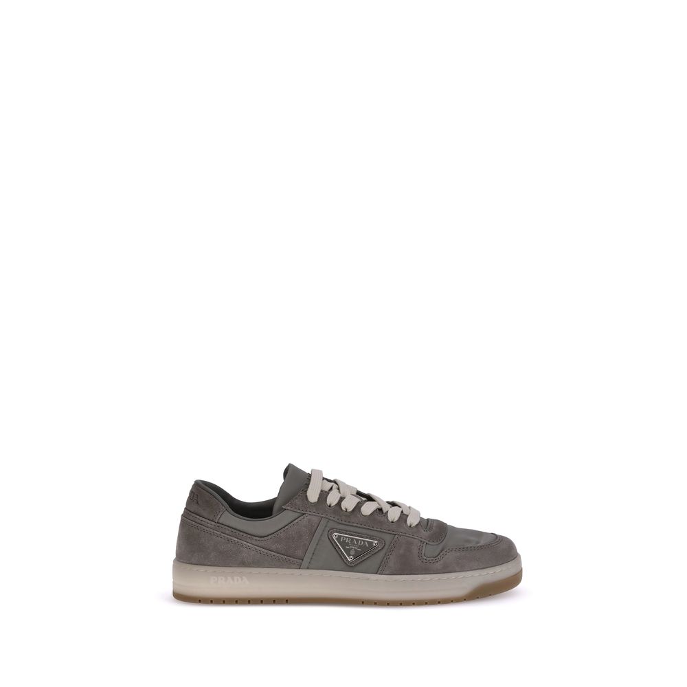 Prada Gray Calf Leather Bos Taurus Low Top Sneakers
