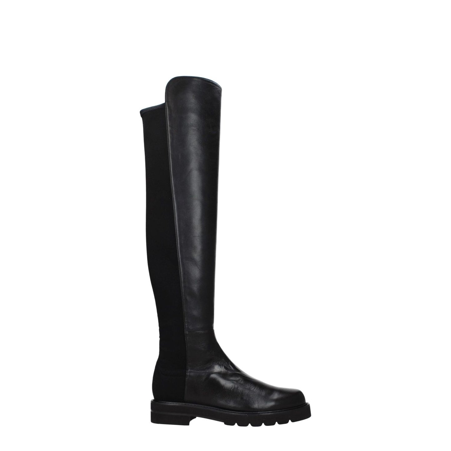 Stuart Weitzman Black Leather Over The Knee boots, casual style with aged effect, rubber sole, mid heel, round toe, MPN 5050LIFTNSGS0387BLK.