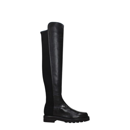 Stuart Weitzman Black Leather Over The Knee boots, casual style with aged effect, rubber sole, mid heel, round toe, MPN 5050LIFTNSGS0387BLK.